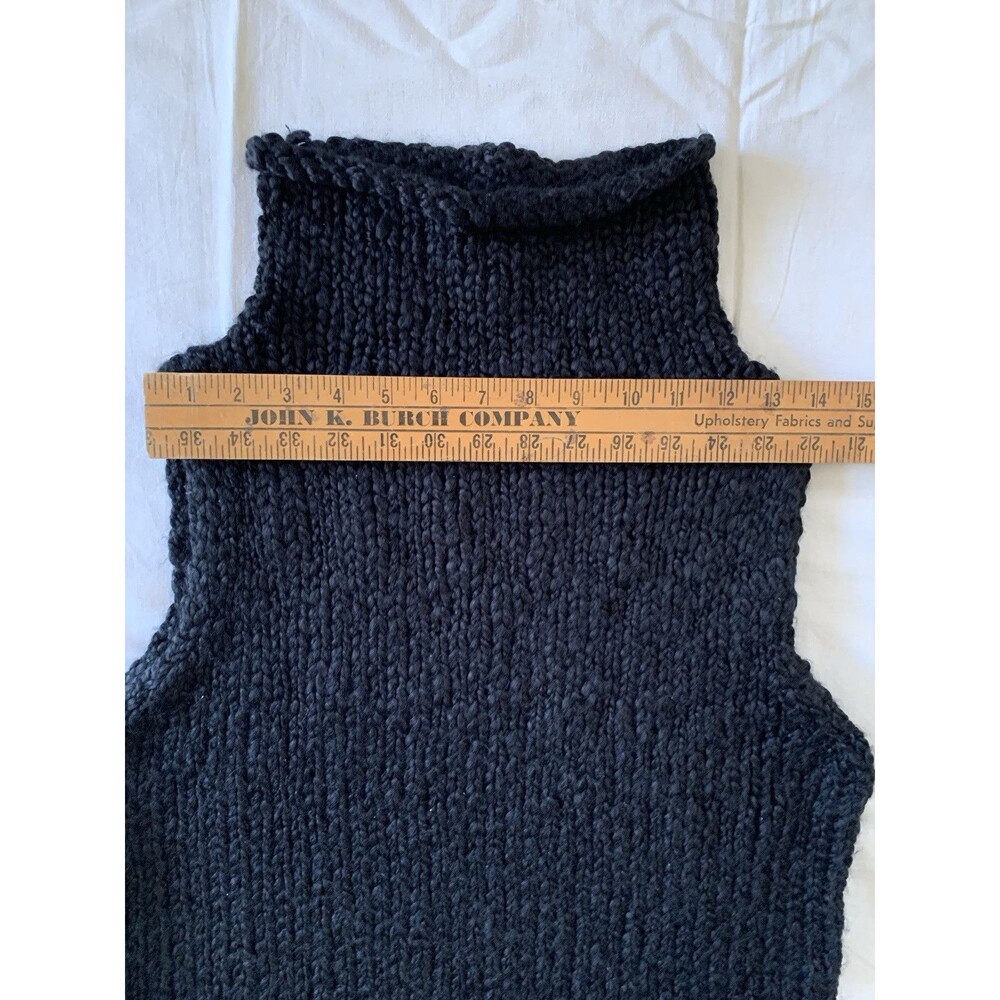 Express Chunky Wool Blend HandKnit Sweater Large Black Sleeveless Mock Neck 90s - Picture 10 of 10
